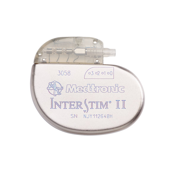 InterStim neurostimulator device used for sacral neuromodulation.